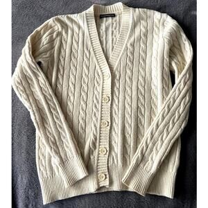 Brandy Melville Cable Knit Cardigan Sweater Women One Size Wool Blend Off-White